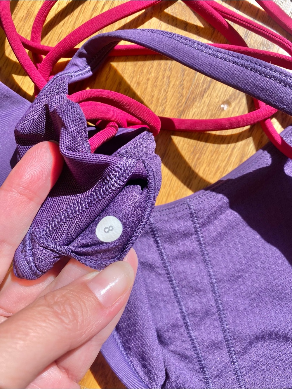 Lululemon Free To Be Bra | Purple with Pink straps | Size 8 | Light Support - Picture 3 of 4
